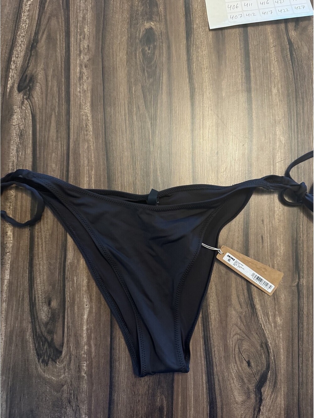 SKIMS Dippy Tie Bikini Bottom Onyx Black Women's Size L NWT